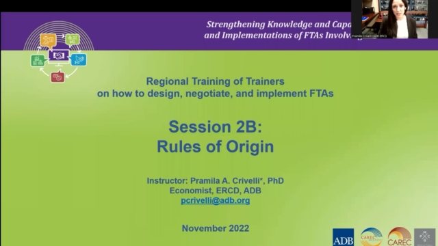 CAREC FTA: Course 2B Rules of Origin-CAREC Institute E-Learning