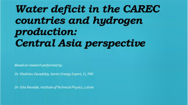Water Deficit and Hydrogen Production – Central Asia Perspective